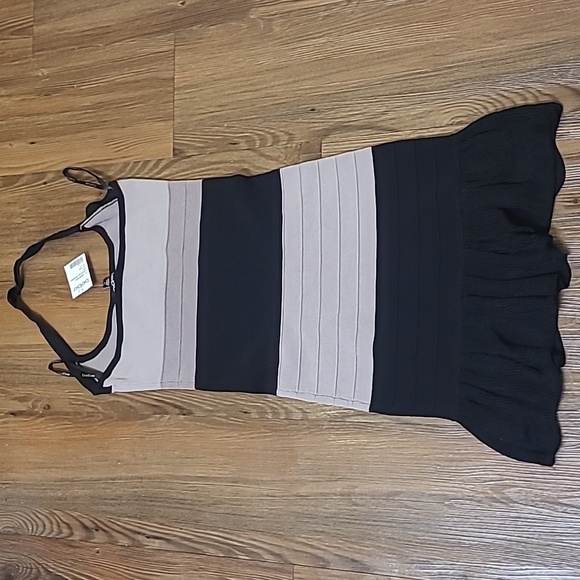 Bebe Black and Beige‎ Striped Dress - Picture 10 of 12